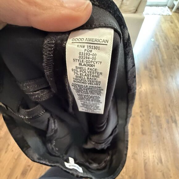 Good American Black Velour Pants Disco Boss Skinny Womens 2XL 6 Velvet 1615 NWOT - Picture 9 of 11